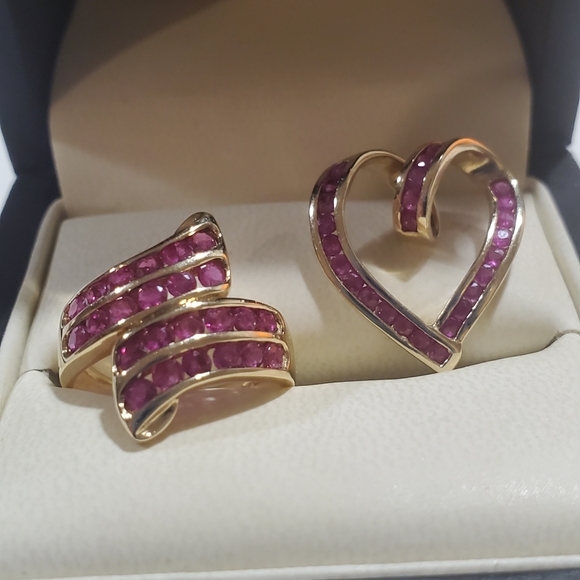 Ruby Heart Pendant and Ring - Picture 2 of 6